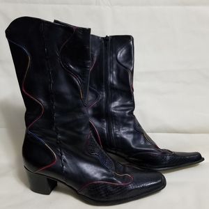 Black leather boots